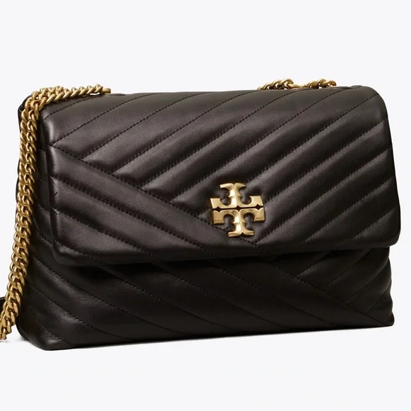 Tory Burch Kira Chevron CONVT SHLDR Bag. Excellent Condition New. Black/Gold. - Picture 3 of 14